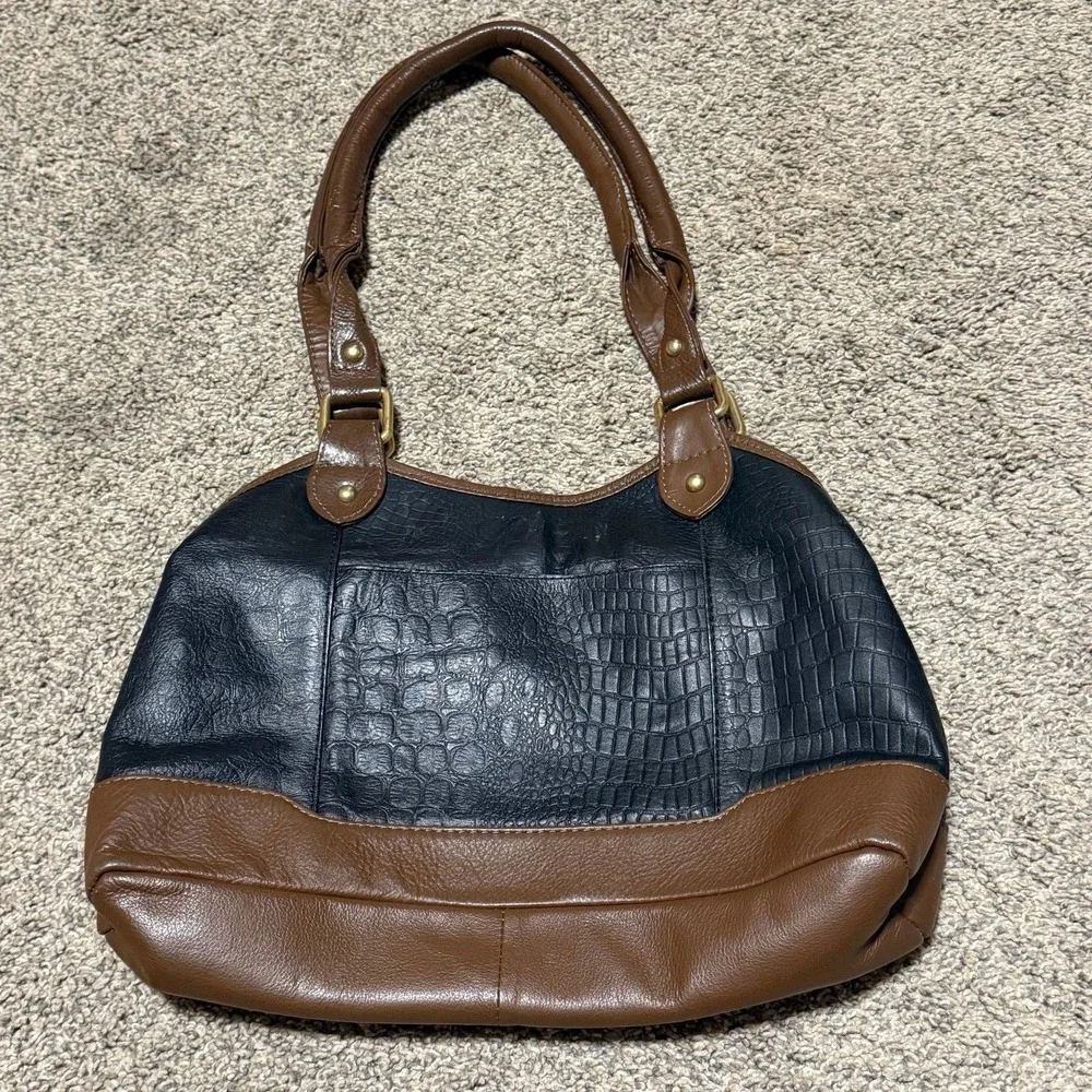 Great‎ American Leather Works Leather Satchel Purse Brown Black Tassel Bag